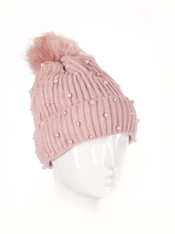 Pom Pom Knitted Pearl Hat