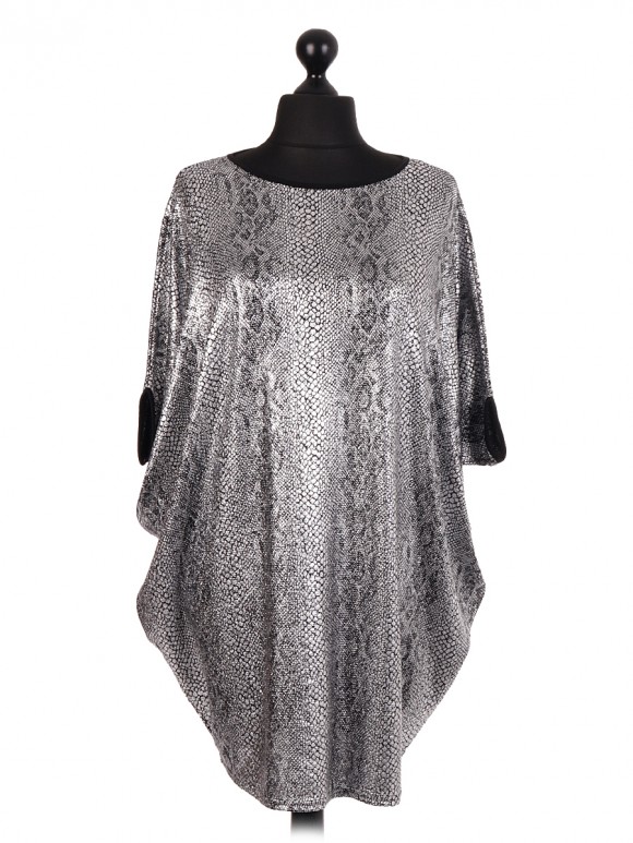 Snake Skin Pattern Shimmery Batwing Top