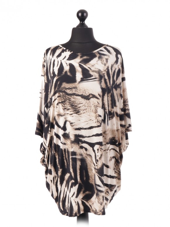 Tiger Print Baggy Tunic Top