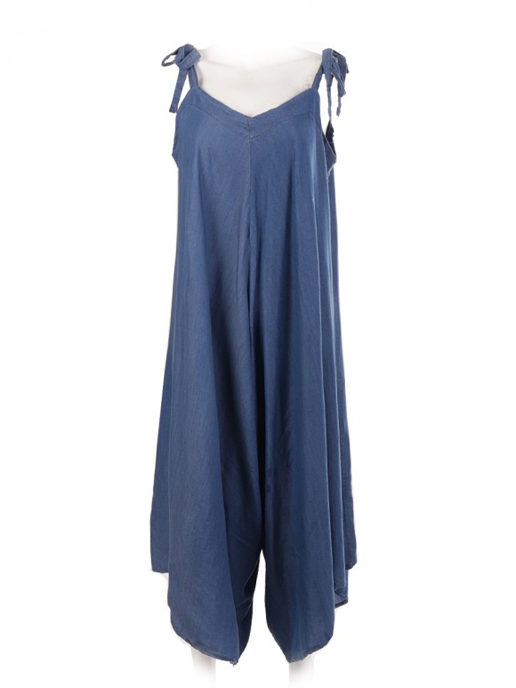 Italian Chambray Draped Jumpsuit