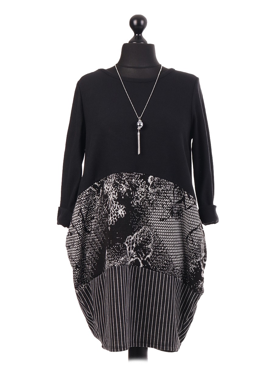 Italian Block Pattern Panel Lagenlook Dress Suppliers
