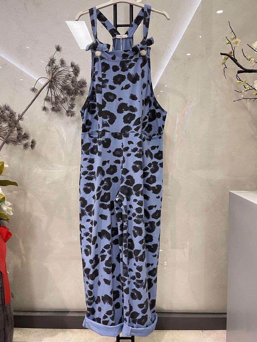 Wholesale Italian Animal Print Cotton Lagenlook Dungaree