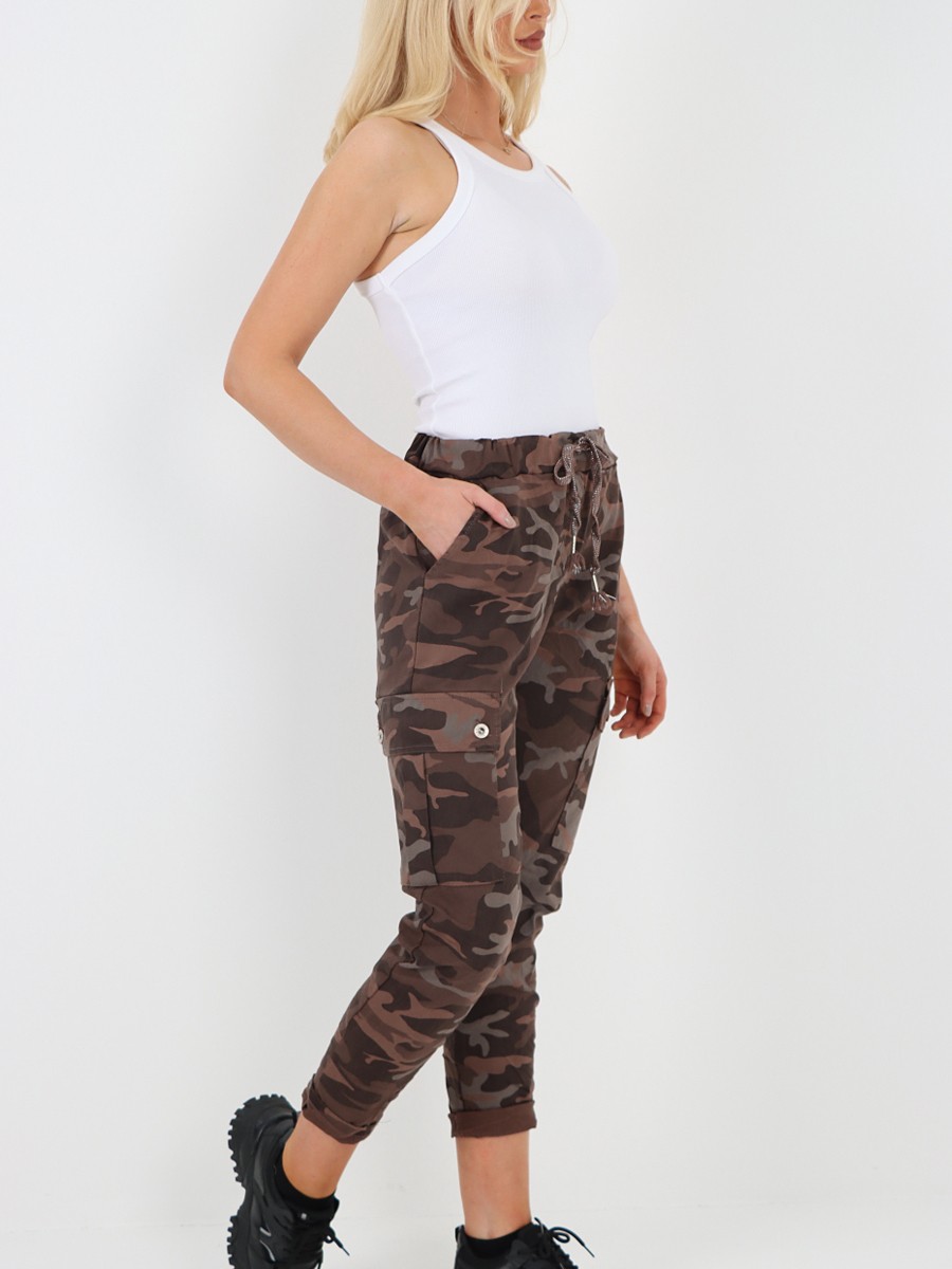 Elasticated camo trousers discount