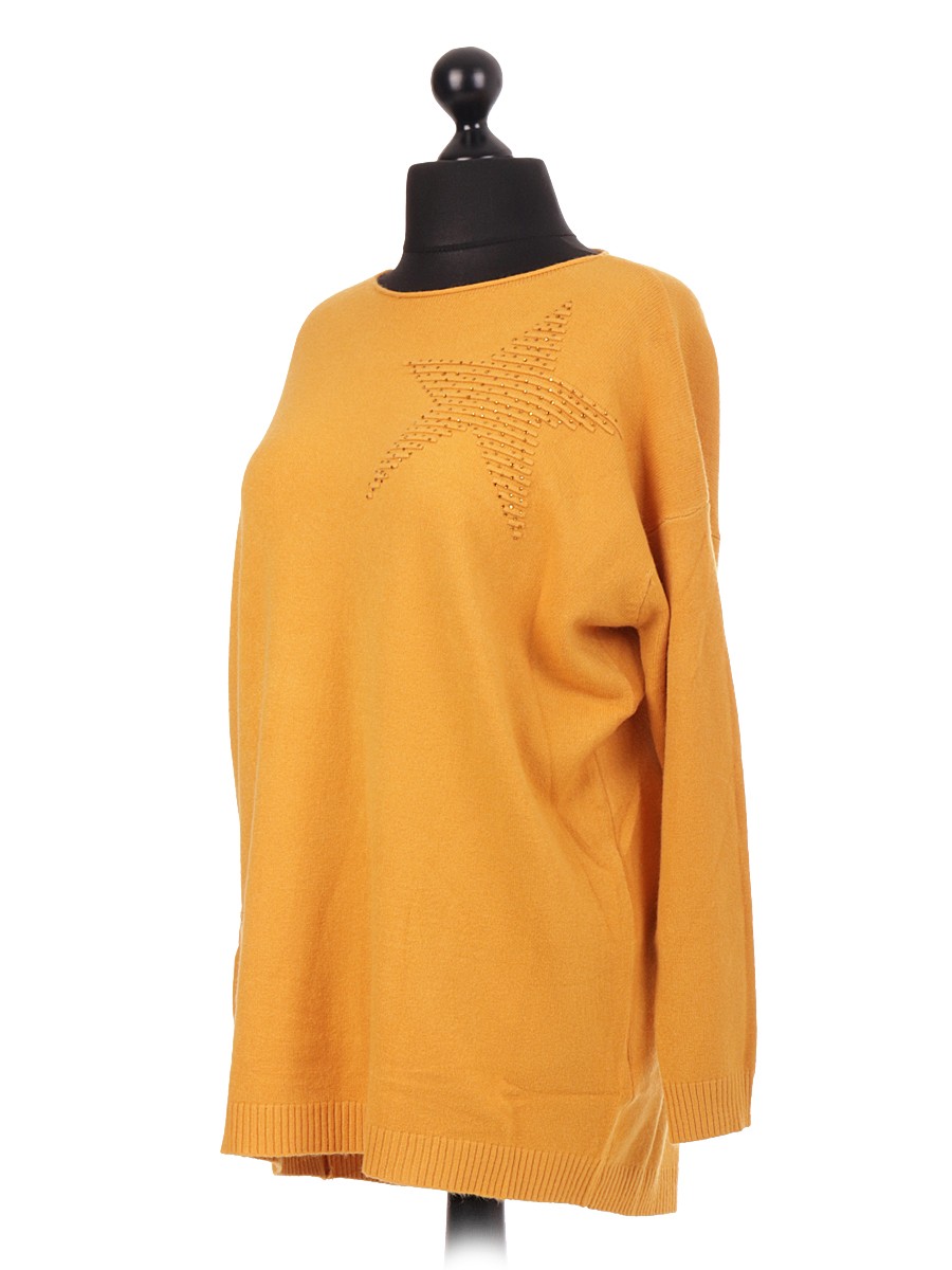 Italian Diamante 3D Embossed Star Knitted jumper, Made In Italy ...