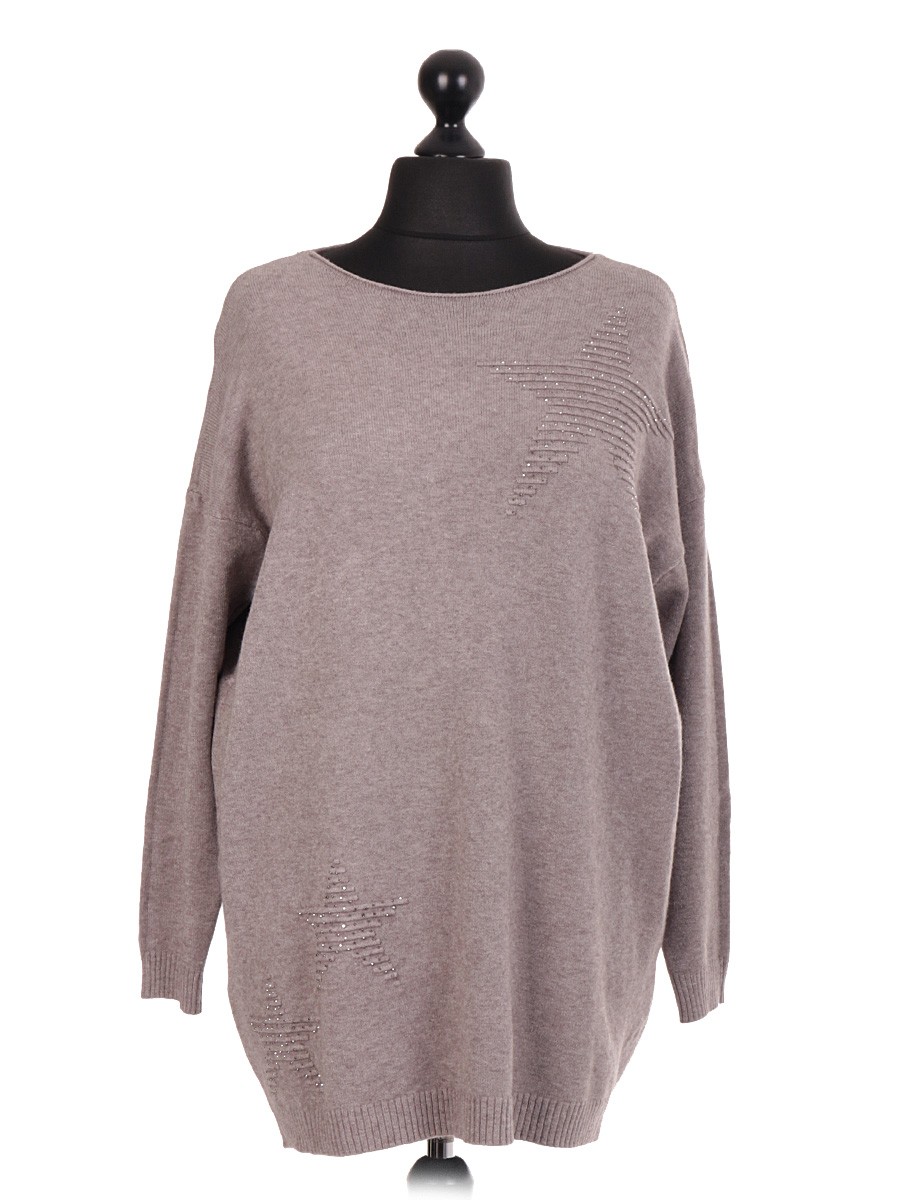 Italian Diamante Embossed Star Knitted jumper