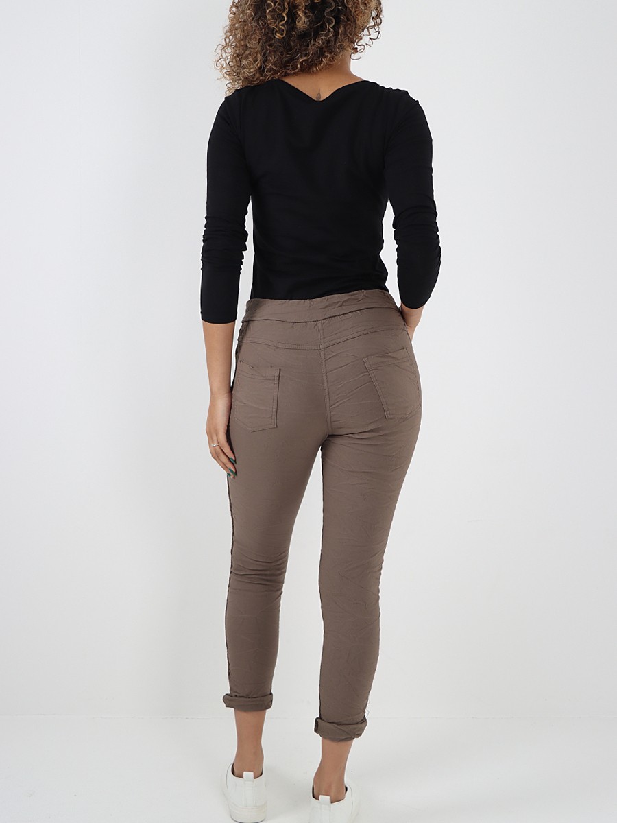 Italian Diamante Stripe Elasticated Trousers