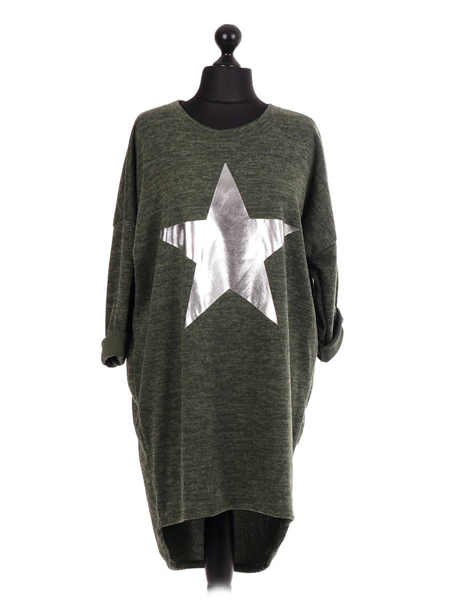 Made In Italy Glossy Star Print Lagenlook Dress