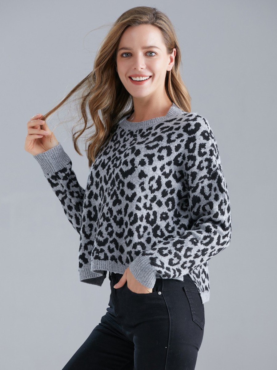 Leopard print sales knitted jumper