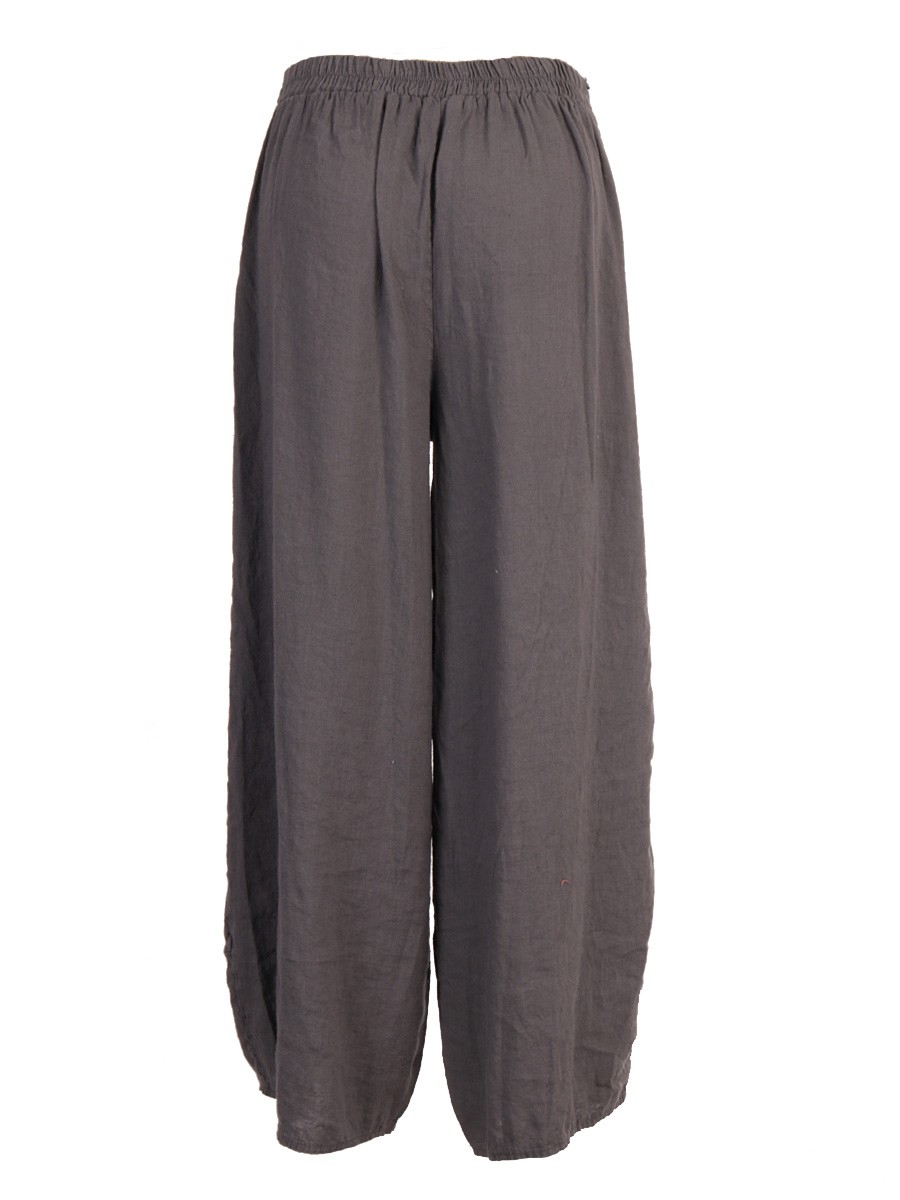 Italian Made Plain Relaxed Fit Linen Trousers
