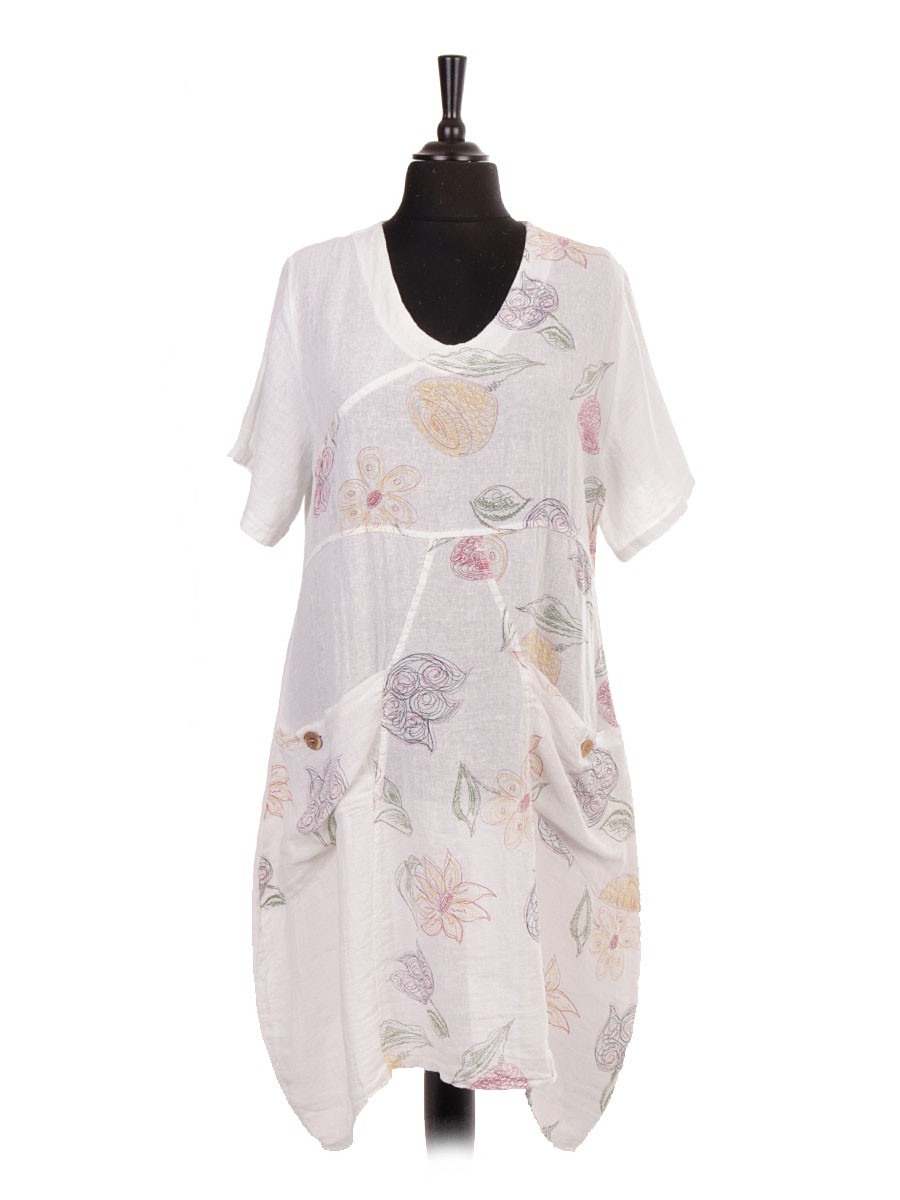short sleeve linen dresses uk