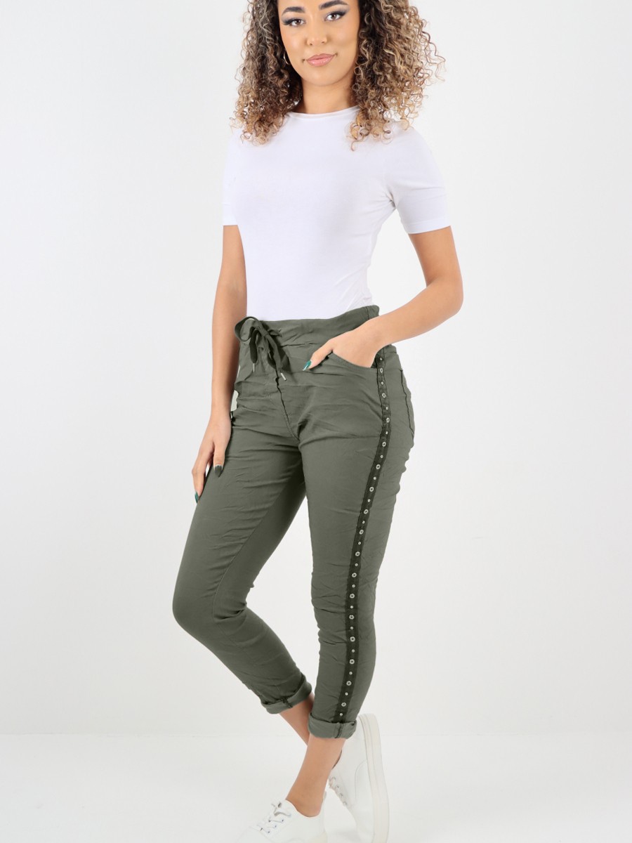 Diamante side stripe trousers deals