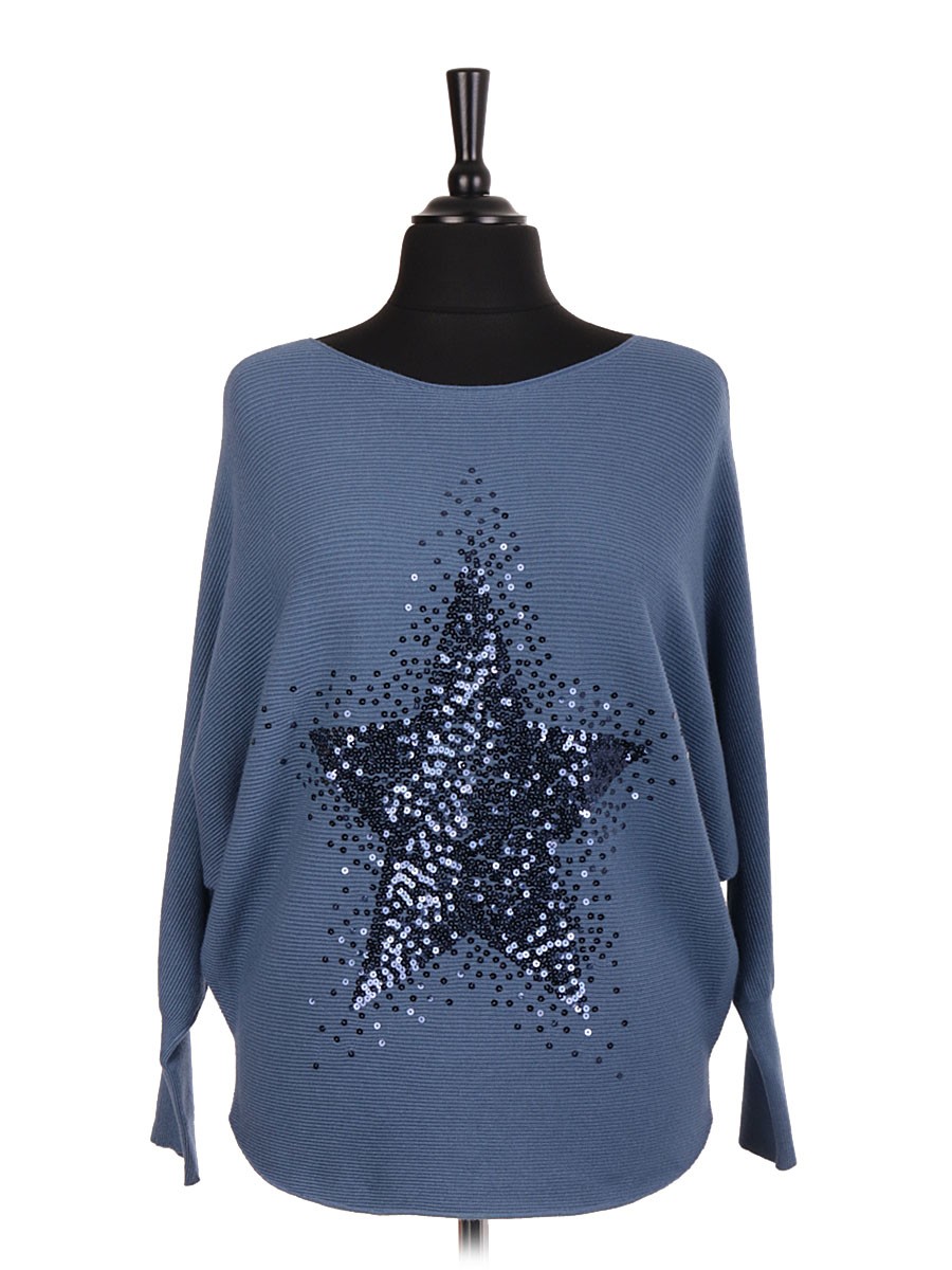 Italian Sequin Star Batwing Jumper