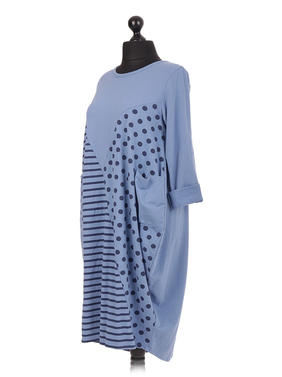 Italian Wholesale Clothing Cotton Polka Dot & Stripe Dress