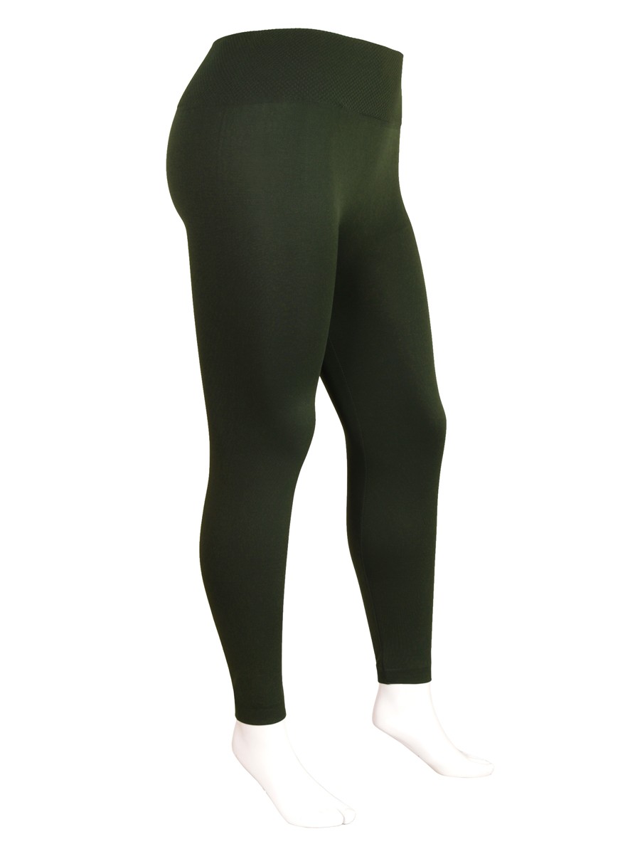 Women's Plus Size Solid Color Seamless Fleece Lined Leggings