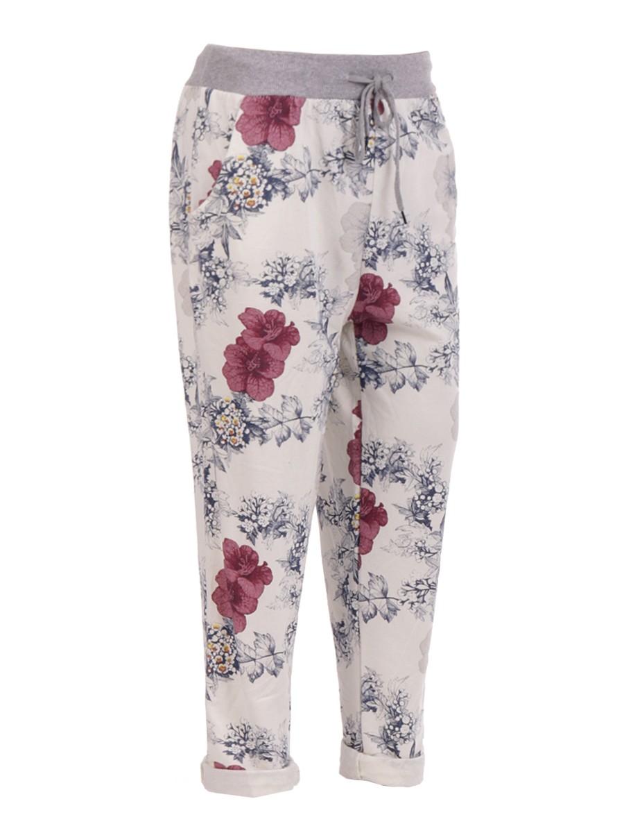 Made In Italy Plus Size Floral Printed Trouser