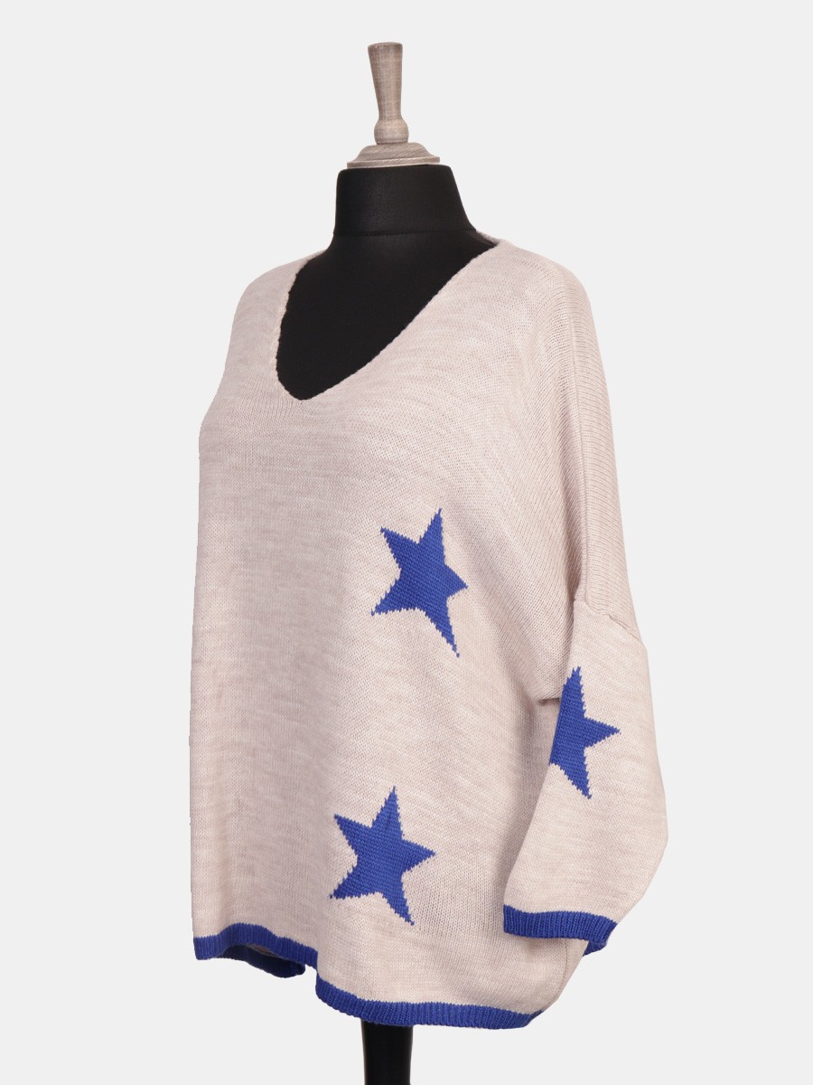 Plus Size Italian Wool Mix Chunky Knit Star Jumper