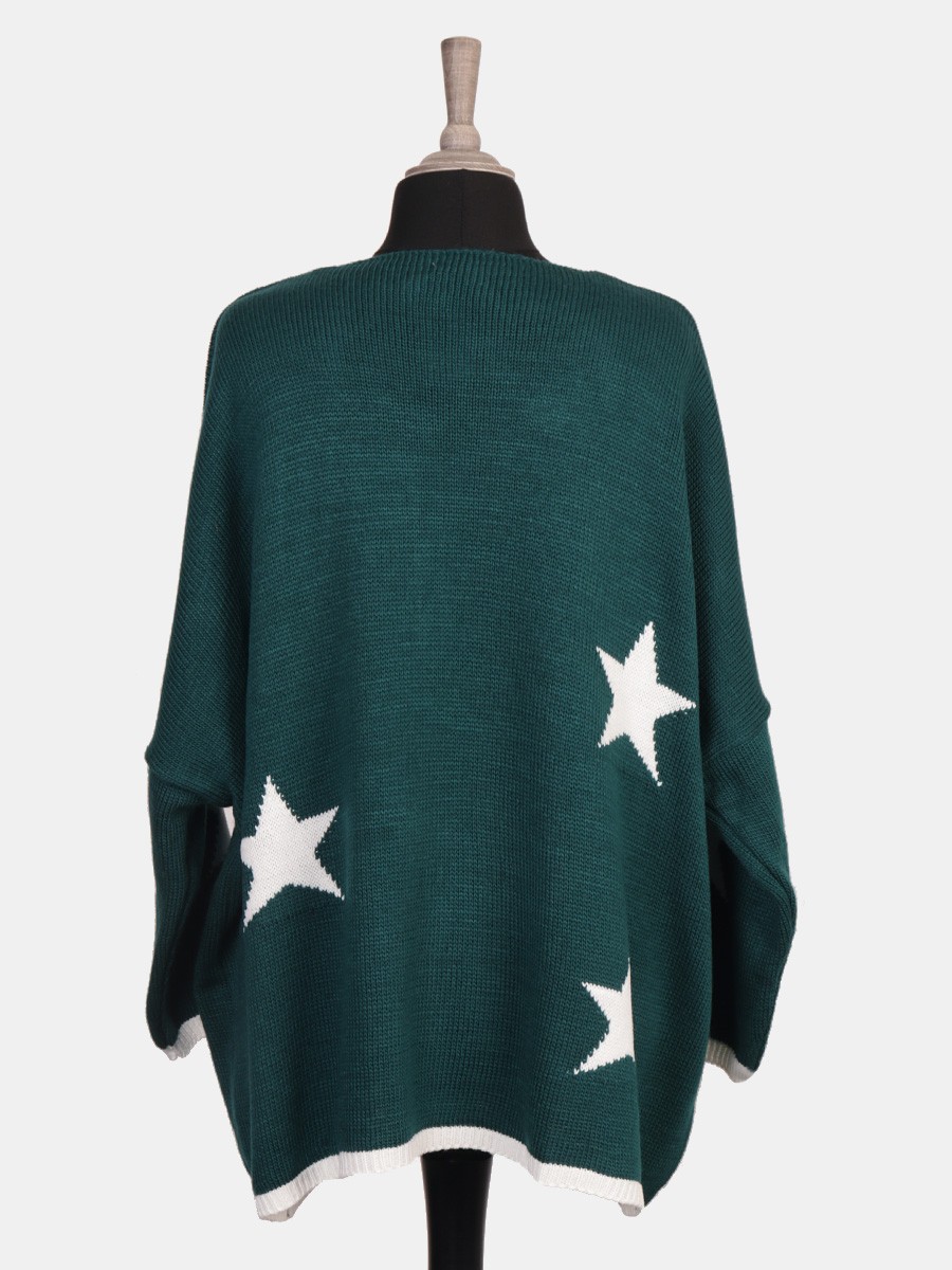 Plus Size Italian Wool Mix Chunky Knit Star Jumper