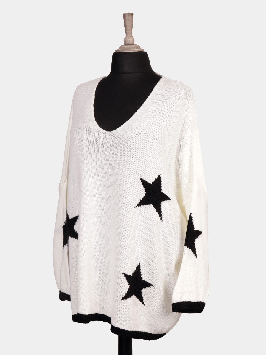 Plus Size Italian Wool Mix Chunky Knit Star Jumper