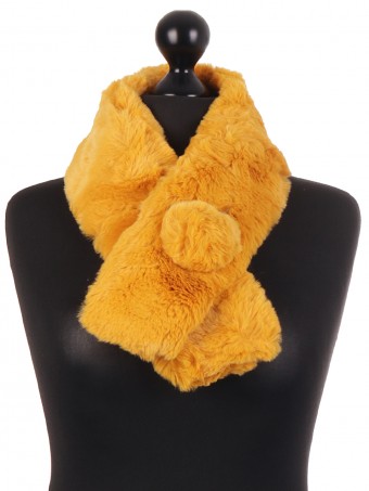 Italian Faux Fur Pom Pom Button Scarf