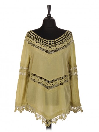 Italian Cotton Lace Panel Top