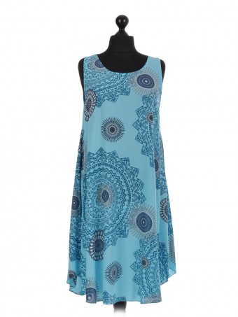 Italian Aztec Print Sleeveless Dress