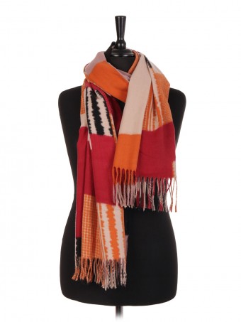 Block Print Wool Mix Pashmina Scarf/Shawl