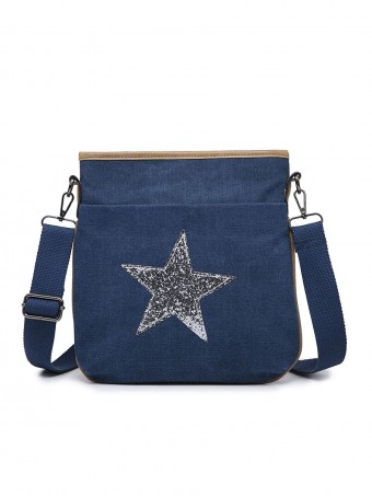 Canvas Glossy Star Cross Body Bag