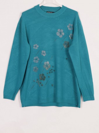 Cashmere Mix Pearl Detail Flower Pattern Knitted Jumper