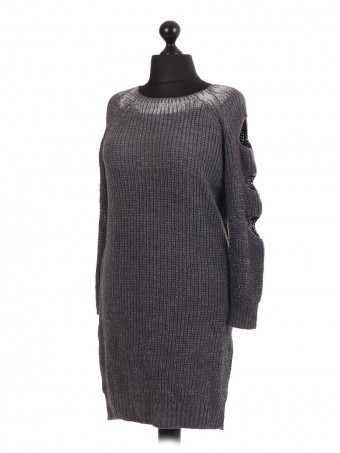 Chunky knit Slashed Shoulder Longline Jumper