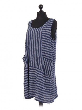 Italian Cotton Stripy Sleeveless Dress