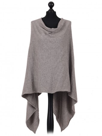 Italian Ladies Drop Neck Poncho mocha 