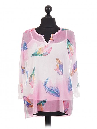 Italian Two Layered feather Chiffon Blouse Top