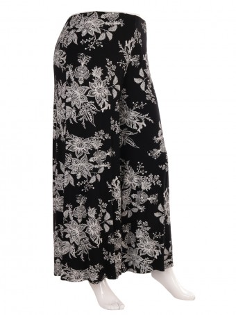 Floral Printed Wide Leg Jersey Palazzo Pants