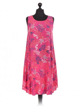 Italian Floral Sleeveles Swing Dress