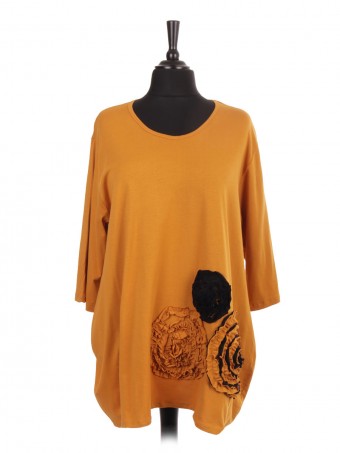 Italian Applique Flower Tunic Top