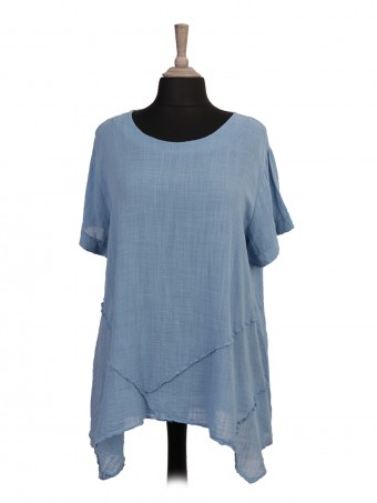 Italian Cheesecloth Asymmetric Hem Tunic Top