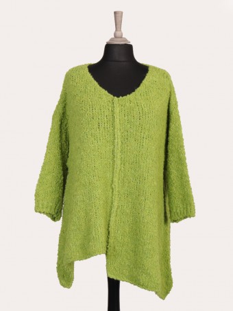 Italian Asymmetric Hem Woollen Relaxed Fit Jumper