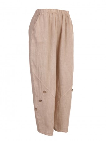 Italian Button Detail  Linen Trousers