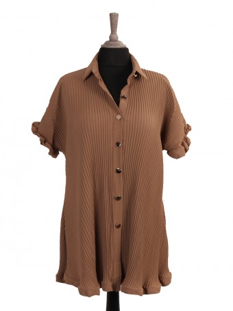 Italian Button Through Pleated Blouse