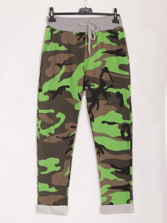 Italian Camouflage Print Cotton Trousers