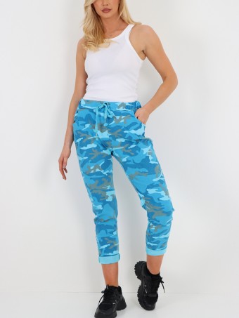 Plus Size Italian Camouflage Print Magic Pants