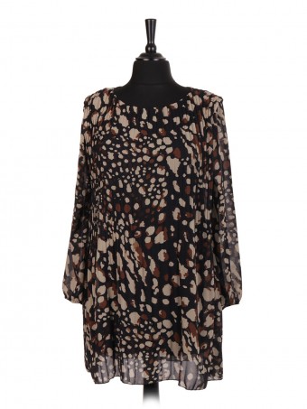 Italian Cheetah Print Two Layered Pleated Top