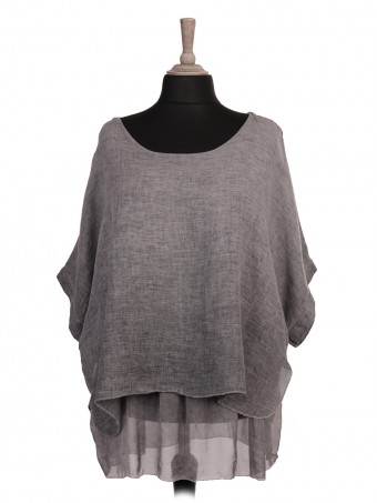 Italian Cold Dye Two Layered Linen Batwing Top