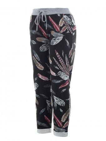 Italian Cotton Feather Print Summer Trouser