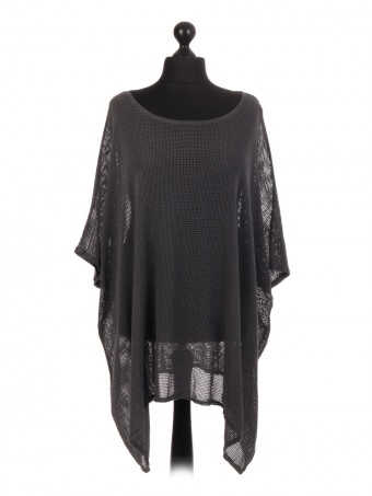 Italian Cotton Mesh Net Batwing Top