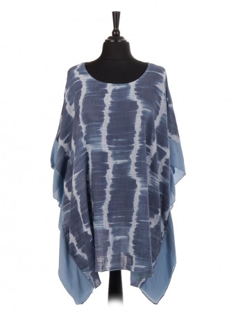 Italian Cotton Tie & Dye Silk Panel Kaftan Top