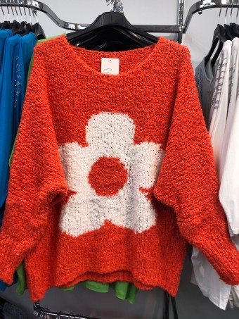 Italian Daisy Flower Wool Mix Knitted Jumper