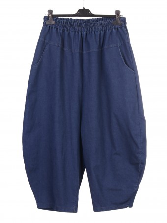 Italian Denim Slouchy Relaxed Trousers With Pockets