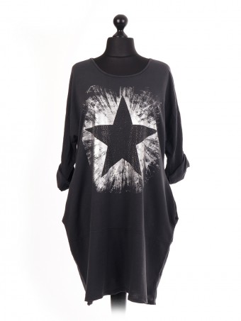 Italian Diamante Star Pattern Lagenlook Dress