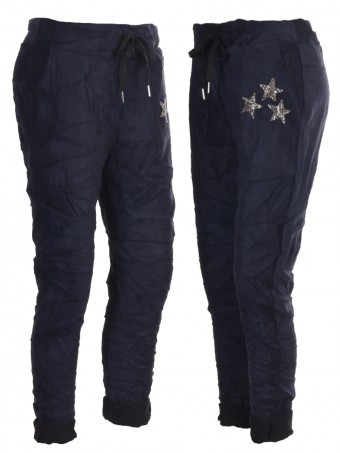 Italian Diamante Star Suede Magic Pants